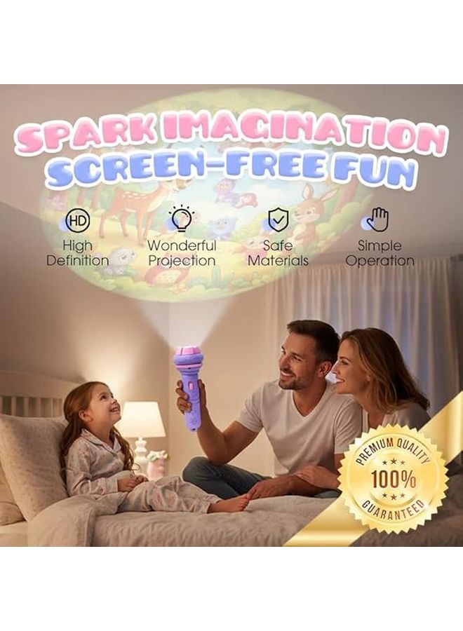 مشروع تعليمي للأطفال مع مصباح عرض أزرق مزين بالزهور وبطاقات قصصية ثلاثية للمتعة على الجدران والأسقف - Image 2